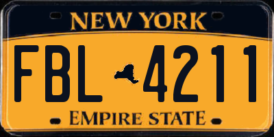 NY license plate FBL4211