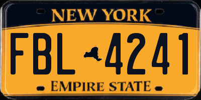NY license plate FBL4241