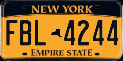 NY license plate FBL4244