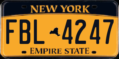 NY license plate FBL4247