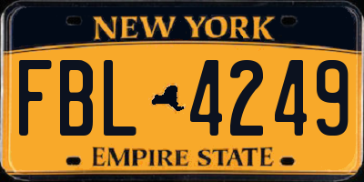 NY license plate FBL4249