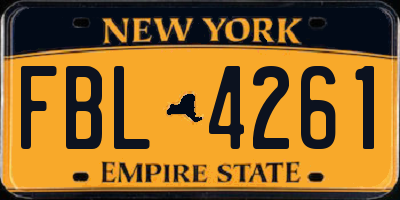 NY license plate FBL4261