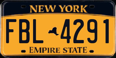 NY license plate FBL4291