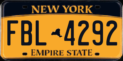 NY license plate FBL4292