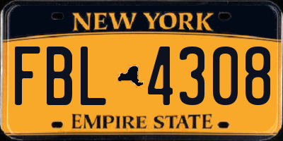 NY license plate FBL4308