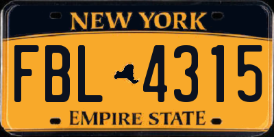 NY license plate FBL4315