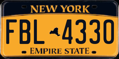 NY license plate FBL4330