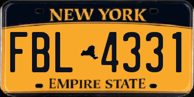 NY license plate FBL4331