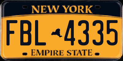NY license plate FBL4335