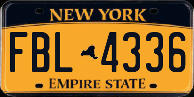 NY license plate FBL4336