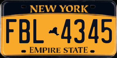 NY license plate FBL4345