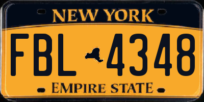 NY license plate FBL4348