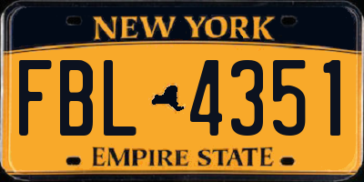 NY license plate FBL4351