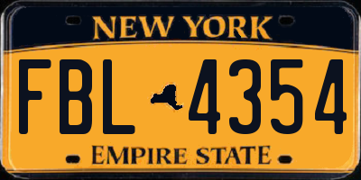 NY license plate FBL4354
