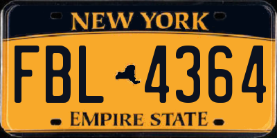 NY license plate FBL4364