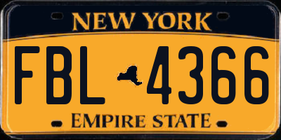 NY license plate FBL4366