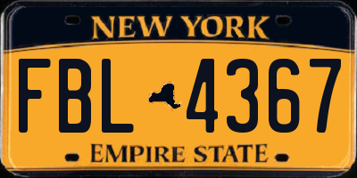 NY license plate FBL4367