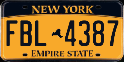 NY license plate FBL4387