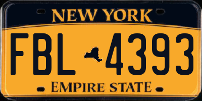 NY license plate FBL4393