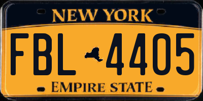 NY license plate FBL4405