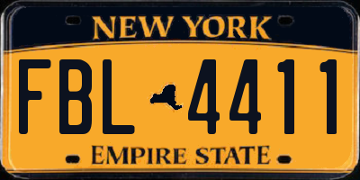 NY license plate FBL4411