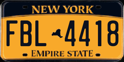NY license plate FBL4418