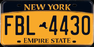 NY license plate FBL4430