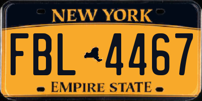 NY license plate FBL4467