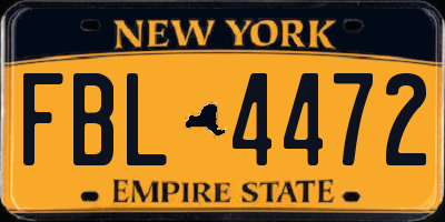 NY license plate FBL4472