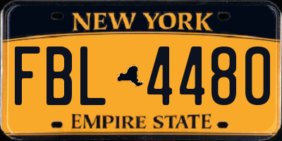NY license plate FBL4480