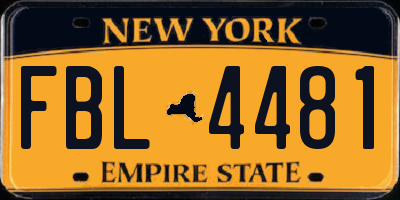 NY license plate FBL4481