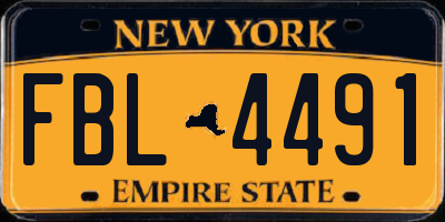 NY license plate FBL4491