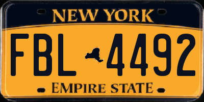 NY license plate FBL4492