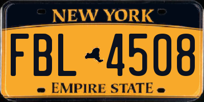 NY license plate FBL4508