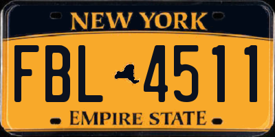 NY license plate FBL4511