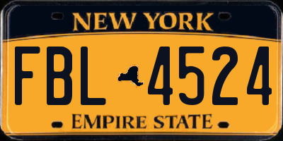 NY license plate FBL4524