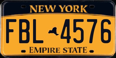 NY license plate FBL4576