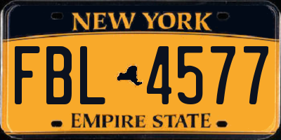 NY license plate FBL4577