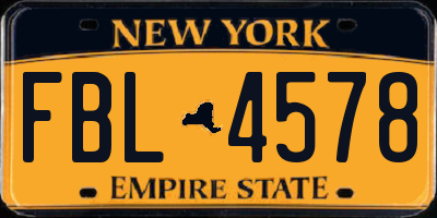NY license plate FBL4578