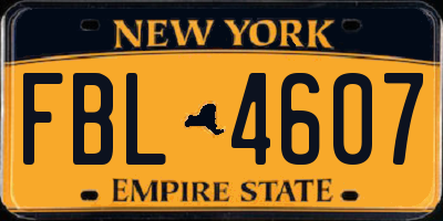 NY license plate FBL4607