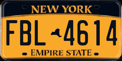 NY license plate FBL4614