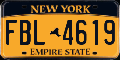 NY license plate FBL4619