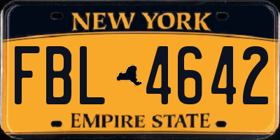 NY license plate FBL4642