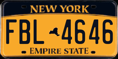 NY license plate FBL4646