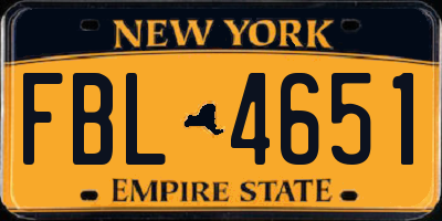 NY license plate FBL4651