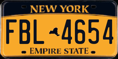 NY license plate FBL4654
