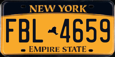 NY license plate FBL4659