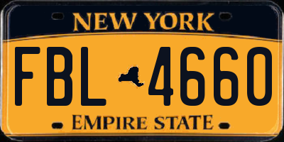 NY license plate FBL4660