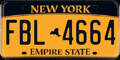 NY license plate FBL4664