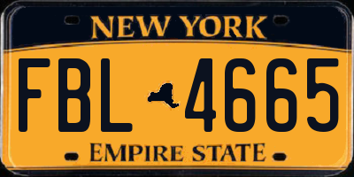 NY license plate FBL4665